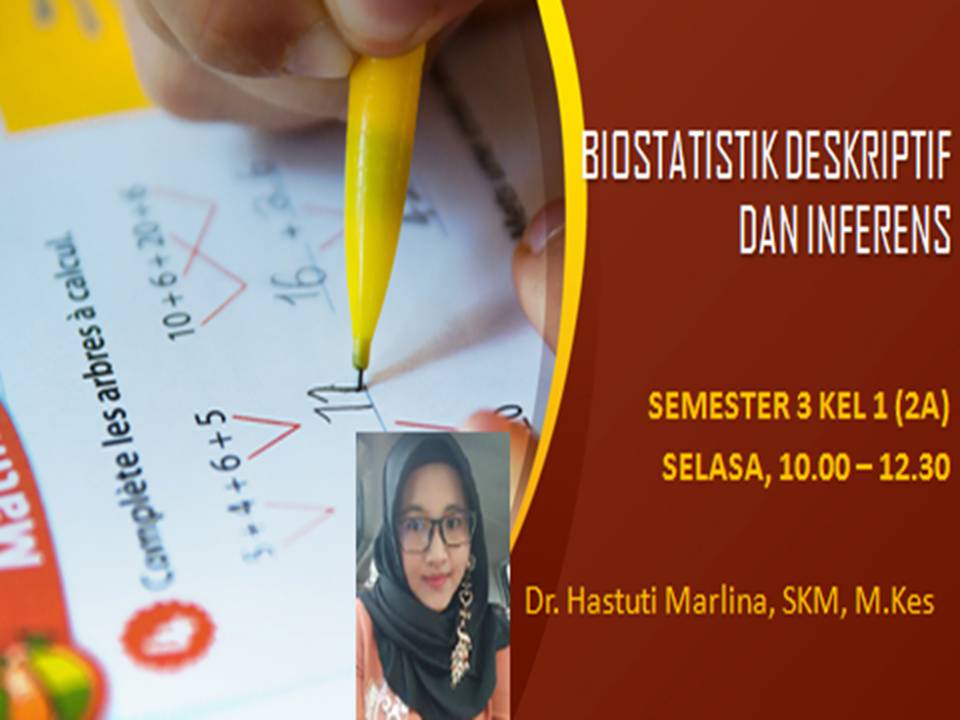 Dr. Hastuti Marlina, SKM, M.Kes; Biostatistik Deskriptif/Inferens; Semester 3 Kelompok 1 (2A)